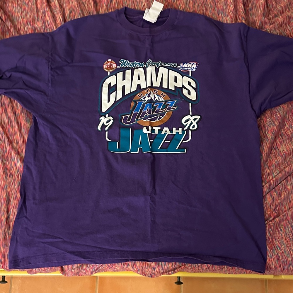 Utah Jazz 1998 playoffs Champion Purple Cotton T-Shirt